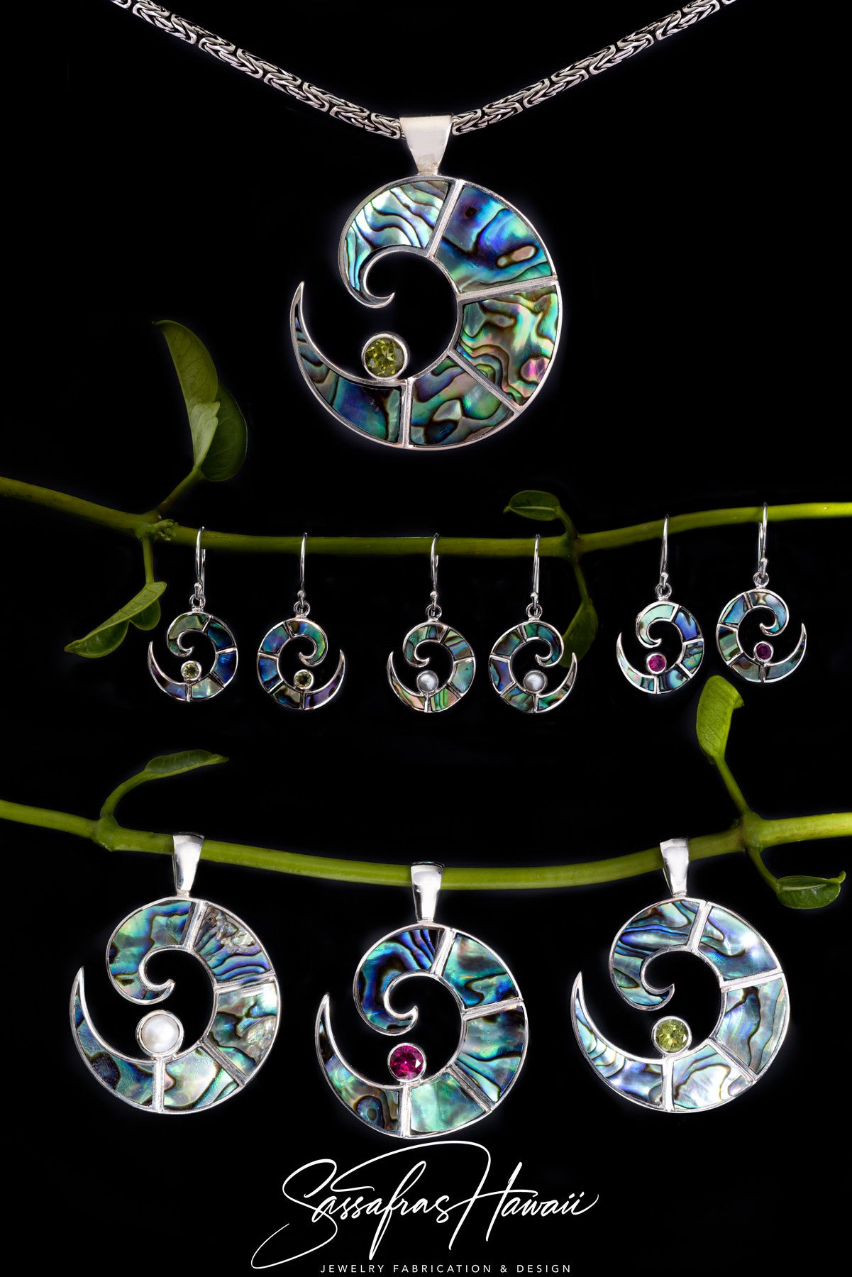 Lucky Paua Shell Maori Koru New Zealand Fern Pendentif sur Lucky Paua Shell Maori Koru New Zealand Fern Pendentif sur