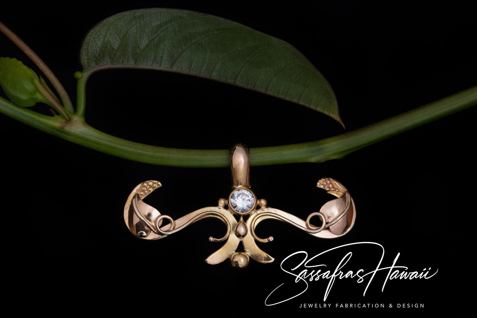 Floral Scroll Diamond Pendant SOLD