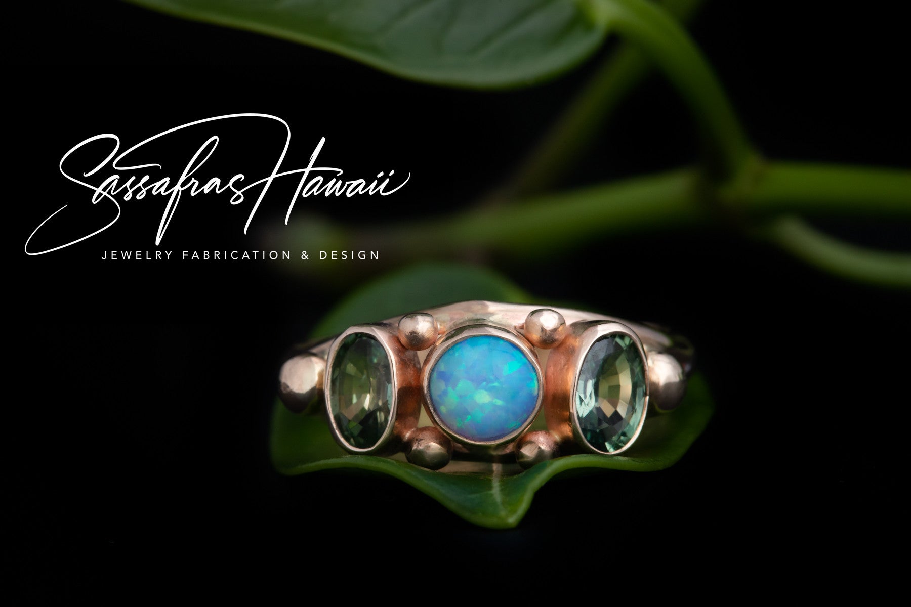 Opal With Green Sapphire Ring SOLD