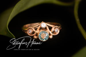 Blue Zircon And Diamond Ring SOLD