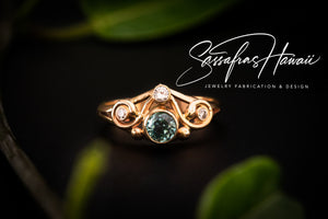 Blue Zircon And Diamond Ring SOLD