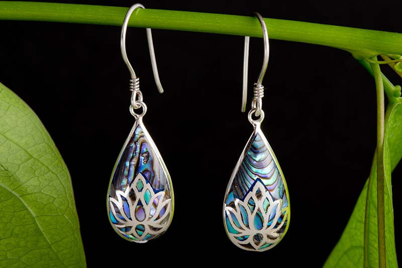 Lotus inlay Paua Shell Earrings